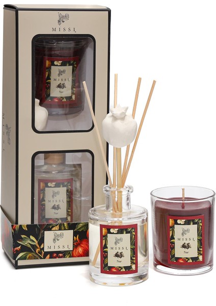 Yılbaşı Nar Hediye Seti (Oda Kokusu&vegan Mum)