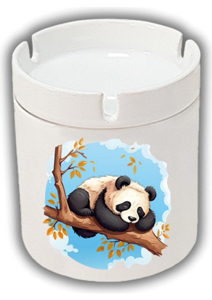 Dalda Yatan Panda Baskılı Küllük Kül Tablası