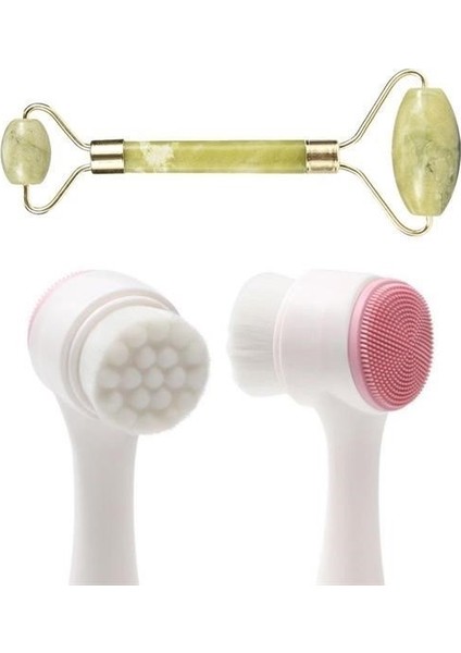 Buffer® 2li Set Çift Taraflı Cilt Temizleme Fırçası ve Yeşim Taşı Çift Taraflı Cilt Masaj Aleti -M11 fiyatları