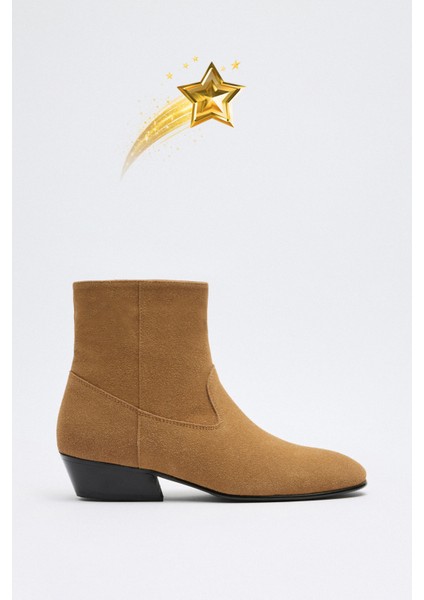 Bot 2512 - Dikiş Detaylı Taba Süet Kadın Bot fırsatları