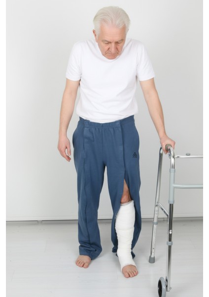 Adaptif Cırt Cırtlı Denim Mavi Yatan Hasta Bakım ve Tedavi Pantolonu fiyatları