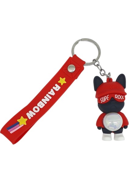 Figürlü ve Işıklı Silikon Anahtarlık - Supe Rock - Kırmızı (Lisinya)
