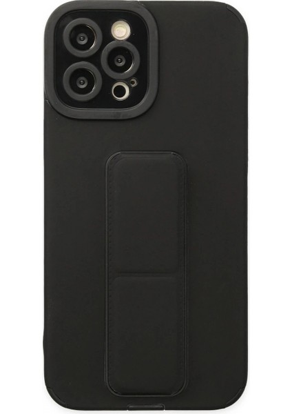 iPhone 12 Pro Max Kılıf Mega Standlı Silikon - Siyah