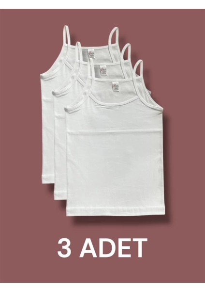 Yüksek Kalite Ince Askılı Kız Çocuk Pamuklu Ribana Atlet 3'lü Paket