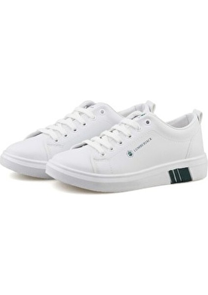 Kadın Sneaker Beyaz Renk Suni Deri Düz Taban ve Bağcıklı Model