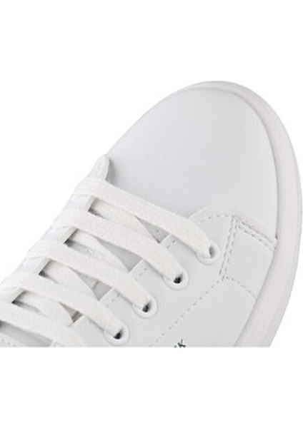 Kadın Sneaker Beyaz Renk Suni Deri Düz Taban ve Bağcıklı Model