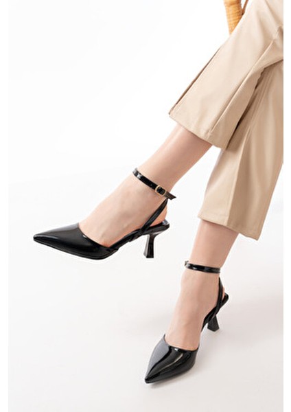 Kadın Dveyn Fileli Topuklu Ayakkabı Suni Deri Siyah İnce Topuklu Tasarım indirimleri
