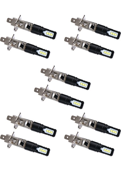 10X H1 6000K Süper Parlak Beyaz 6000LM Drl LED Far Ampul Kiti Yüksek Işın (Yurt Dışından)