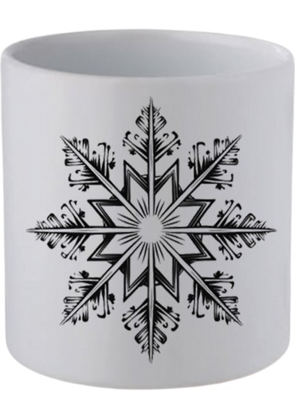 Kar Tanesi Baskılı Kulpsuz Kupa Bardak - Hediye Kahve Kupası, Su Bardağı