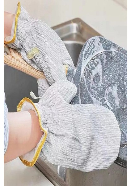 2li Telli Bulaşık Eldiveni Su Geçirmez Kir Sökücü Tava Tencere Ovma Mutfak Banyo Temizlik Eldiveni modelleri