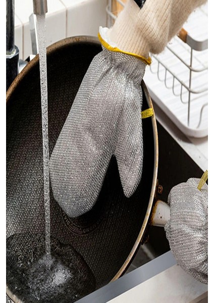 2li Telli Bulaşık Eldiveni Su Geçirmez Kir Sökücü Tava Tencere Ovma Mutfak Banyo Temizlik Eldiveni fırsatları