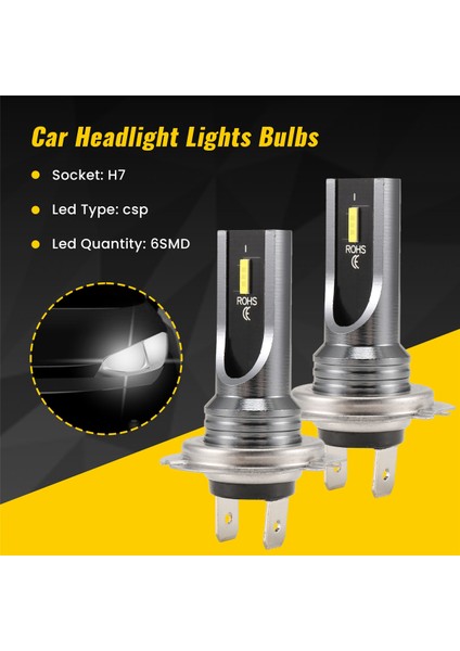 2pcs Araba H7 LED Ampuller Kafa Işık Lambası Beyaz 6000K 80W Csp Çip 6smd Motosiklet Sis Lambası 1860 16000LM Koşu Işığı (Yurt Dışından) fırsatları