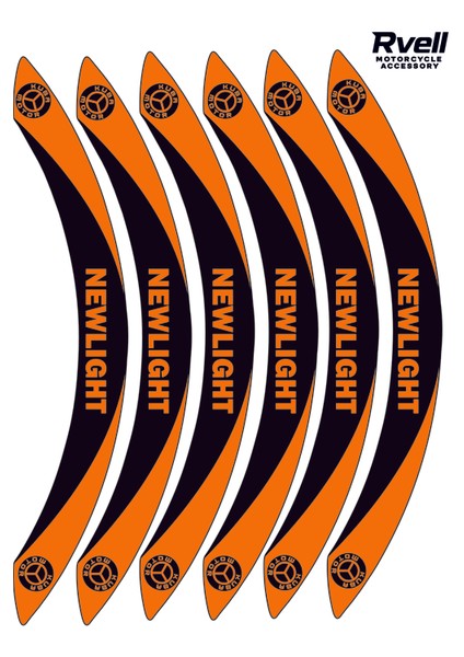 Rvell Kuba Newlıght Uyumlu Jant Şeridi Seti - 12 Parça ( Siyah - Turuncu ) 006