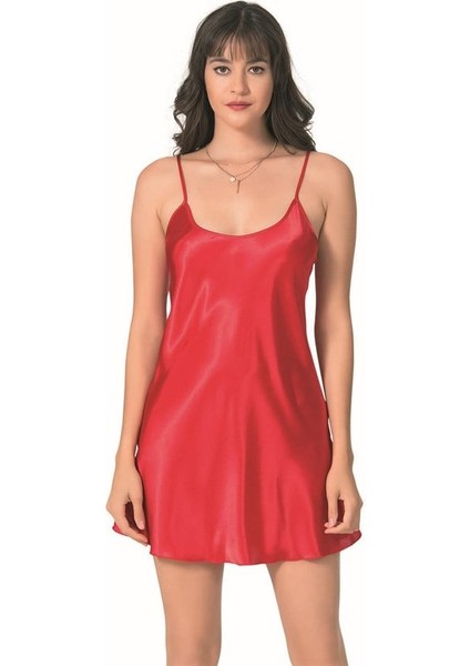 Arias Closet Kırmızı Kısa Saten Gecelik
