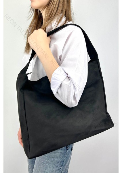 Süet Omuz Çantası Siyah Renk, 74