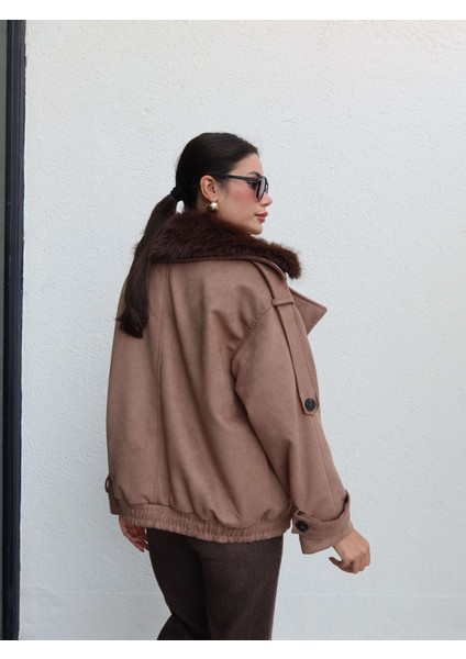 Kürk Yaka Bel Lastik Süet Ceket indirimleri