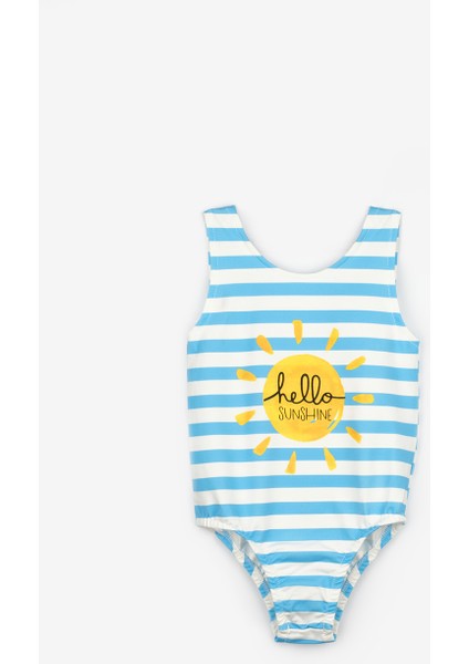 Mavi Güneş Baskılı Kız Çocuk Mayo indirimleri