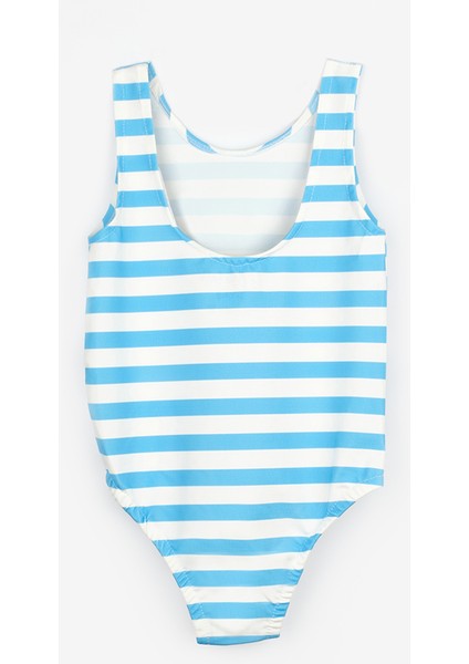 Mavi Güneş Baskılı Kız Çocuk Mayo