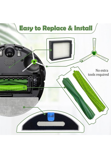 Irobot Roomba Combo Için Yedek Kit I5, I5+, J5, J5+ Ana Yan Fırça Hepa Filtre Mop Bez Yedek Parçalar (Yurt Dışından) fırsatları