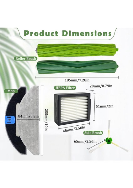 Irobot Roomba Combo Için Yedek Kit I5, I5+, J5, J5+ Ana Yan Fırça Hepa Filtre Mop Bez Yedek Parçalar (Yurt Dışından) indirimleri