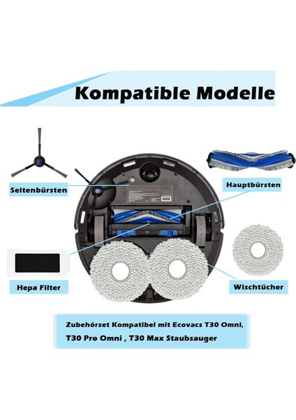 Ecovacs Için T30 Omni, T30 Pro Omni, T30 Max Robot Vakum Süpürge Ana Yan Fırça Mop Kumaş Toz Torbaları Aksesuarları (Yurt Dışından) fiyatları