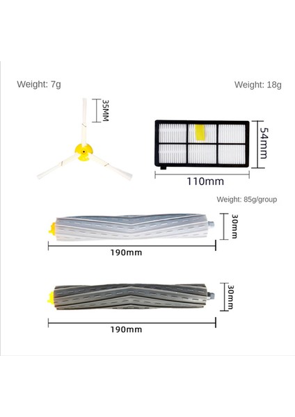 Irobot Roomba Parts Kit Serisi 800 860 865 866 870 871 880 885 886 890 900 960 966 980 Ana Yan Fırça Hepa Filtresi (Yurt Dışından) modelleri