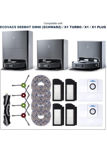 Ecovacs Deebot X1 Omnı Turbo T10 T20 Omnı T20/T20 MAX/T20 Pro Robot Vakum Süpürge Ana Yan Fırça Filtre Mops (Yurt Dışından) modelleri