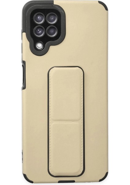 Samsung Galaxy A22 Kılıf Mega Standlı Silikon - Gold