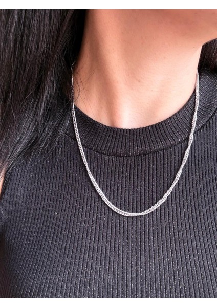 Xuping Klasik Model Orta Kalın Silver Zincir Kolye - 50 cm