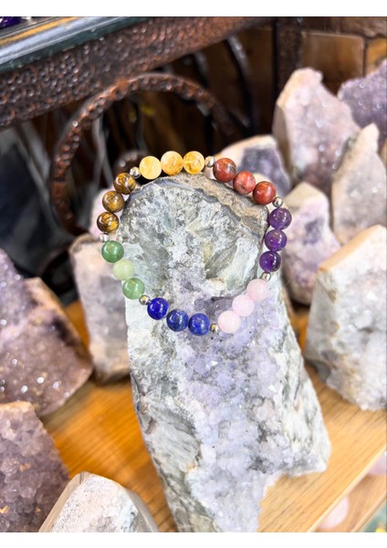 Çakra Çalıştıran Doğal Taş Bileklik, Sertifikalı Doğal Taş, Ayarlanabilir Lastikli Bileklik, Uniseks Bileklik