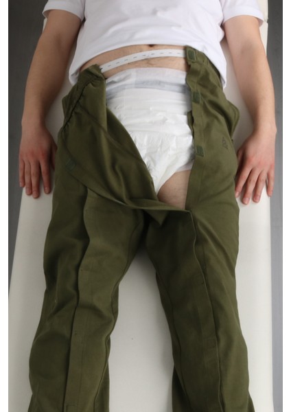 Adaptif Cırt Cırtlı Haki Yatan Hasta Bakım ve Tedavi Pantolonu modelleri