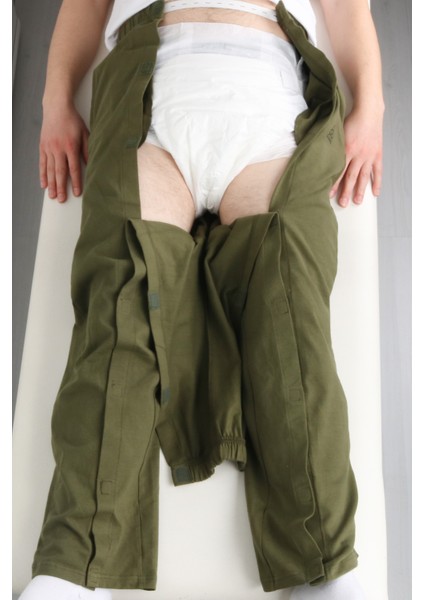 Adaptif Cırt Cırtlı Haki Yatan Hasta Bakım ve Tedavi Pantolonu fırsatları