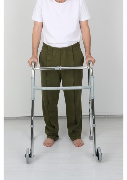 Adaptif Cırt Cırtlı Haki Yatan Hasta Bakım ve Tedavi Pantolonu