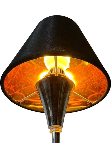 5588 Zümrüt Luna Noir Metal Ayaklı Siyah Abajurlu Masa Lambası