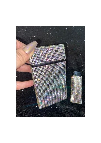 lı Sigara Kutusu ve Çakmak Kısa Kalın Sigaralar İçin Janjan Pembesi Metal Tasarım