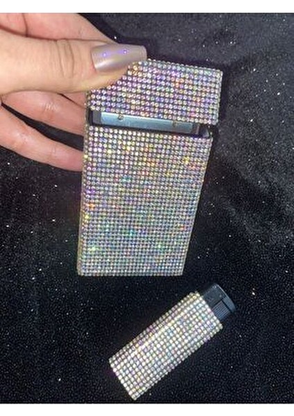 lı Sigara Kutusu ve Çakmak Kısa Kalın Sigaralar İçin Janjan Pembesi Metal Tasarım