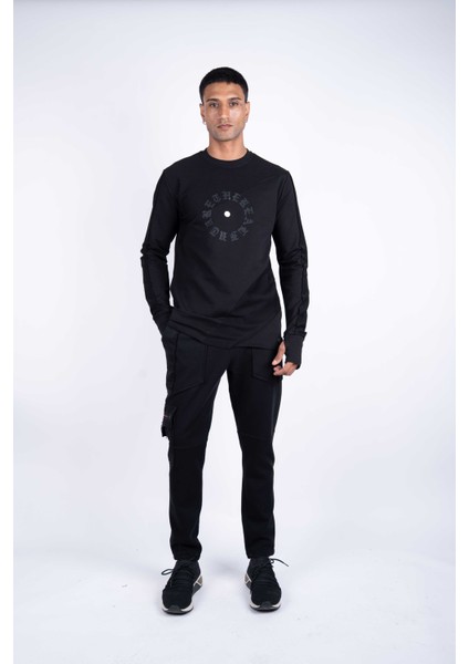 Erkek Regular Fit Uzun Kollu Baskılı Siyah Sweat modelleri