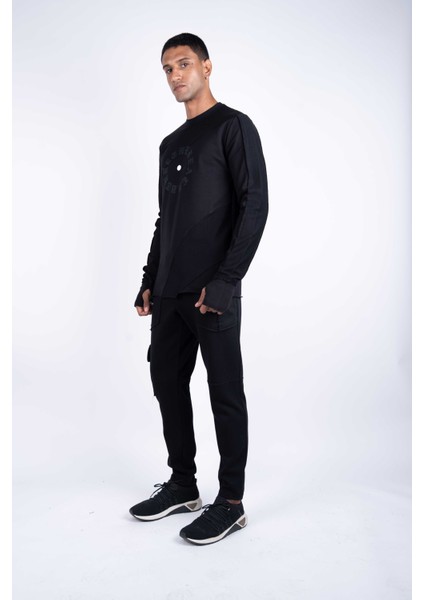 Erkek Regular Fit Uzun Kollu Baskılı Siyah Sweat fırsatları