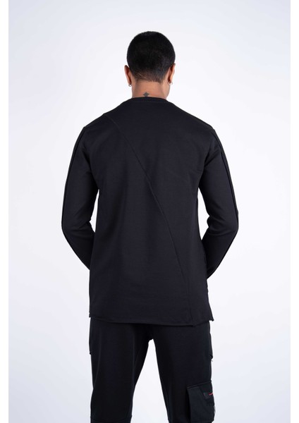 Erkek Regular Fit Uzun Kollu Baskılı Siyah Sweat indirimleri