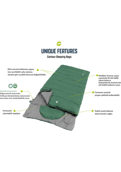 Contour Supreme Yazlık & Kışlık Taraflı -20°c Uyku Tulumu Coffee indirimleri