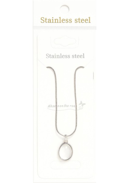 Beyaz Doğal Taş Yılan Zincir Oval Kolye