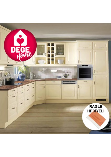 Parlak Krem Rengi Yapışkanlı Folyo, 122 Cm. Mutfak Dolabı, Mobilya, Beyaz Eşya Kaplama