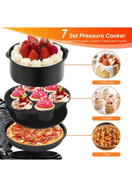 Ninja Foodi 5, 6,5 ve 8 Qt OP101, OP301, OP302 ile Uyumlu 7 Set Düdüklü Tencere, Buharlı Pişirici ve Hava Fritözü Pişirme Gereçleri Aksesuarları (Yurt Dışından) indirimleri