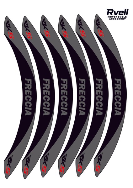 Rvell Rks Freccıa Uyumlu Jant Şeridi Seti - 12 Parça ( Siyah - Gri ) 007