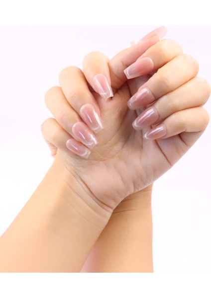 Safir Işıltısı - 10'lu Tekrar Kullanılabilir El Yapımı Protez Takma Tırnak M-Ten Rengi