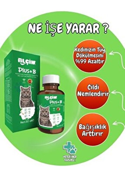 Plus B Damla Kedi Tüy Dökülmesi Engelleyici Biotin 50 ml Tüm Yaş Gruplarına Uygun