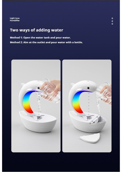 Dolphin Su Damlası Nemlendirici Bluetooth Hoparlör, Işık Tonlu Nemlendirici, Renkli Işıklar (Yurt Dışından) modelleri
