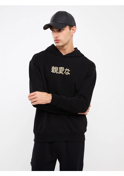 Xsıde Siyah Uzun Kollu Baskılı Erkek Hoodie fiyatları