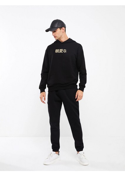 Xsıde Siyah Uzun Kollu Baskılı Erkek Hoodie modelleri