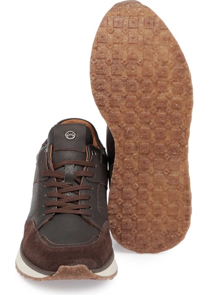 Kahve Hakiki Deri Erkek Sneaker - E23S1AY56381-A24